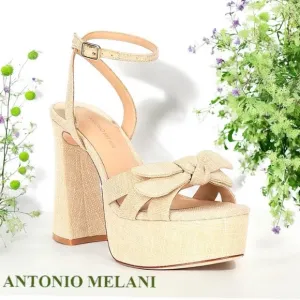 ❤️💗❤️ Antonio Melani LAURIE LINEN Knottec Ankle Strap Platform Sandals