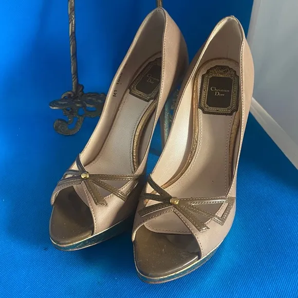 👠 Christian Dior Leather DIOR SHOES LOLITA PEEP TOE PUMPS 35