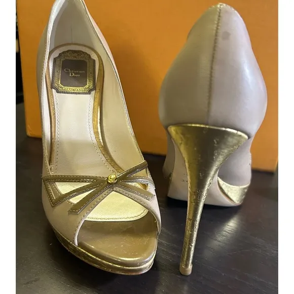 👠 Christian Dior Leather DIOR SHOES LOLITA PEEP TOE PUMPS 35