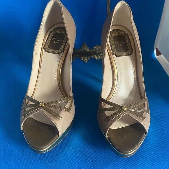 👠 Christian Dior Leather DIOR SHOES LOLITA PEEP TOE PUMPS 35