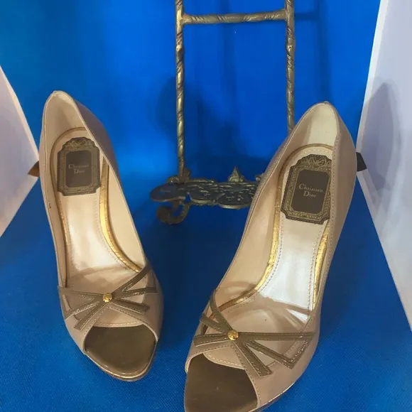 👠 Christian Dior Leather DIOR SHOES LOLITA PEEP TOE PUMPS 35