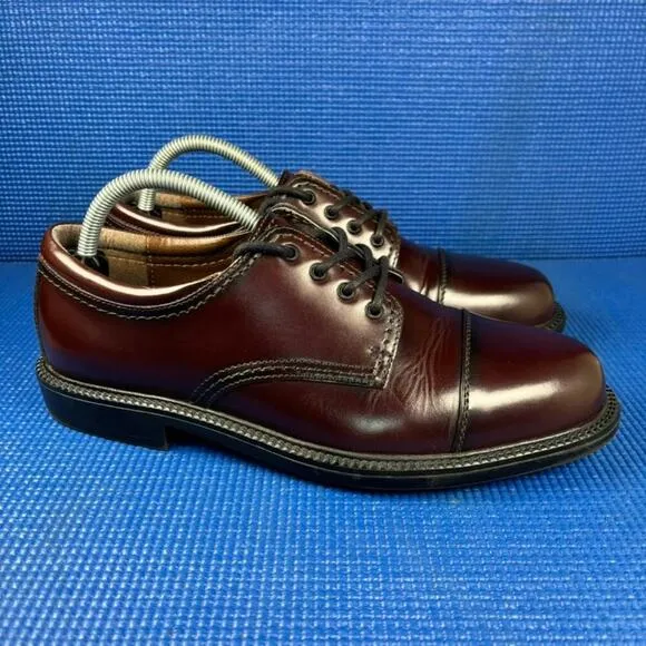 🔴 DOCKERS GORDON CAP TOE OXFORD Men`s Size 9M Burgundy Dress Shoes 90-2219