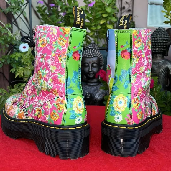 🌺 🐱 Dr. Martens Jadon Daze Psychedelic Platform Colorful Floral Boots 🐰 🌺