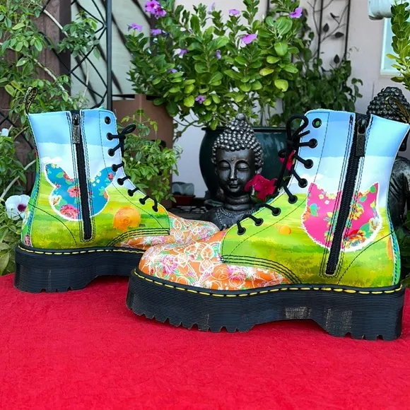 🌺 🐱 Dr. Martens Jadon Daze Psychedelic Platform Colorful Floral Boots 🐰 🌺