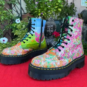 🌺 🐱 Dr. Martens Jadon Daze Psychedelic Platform Colorful Floral Boots 🐰 🌺