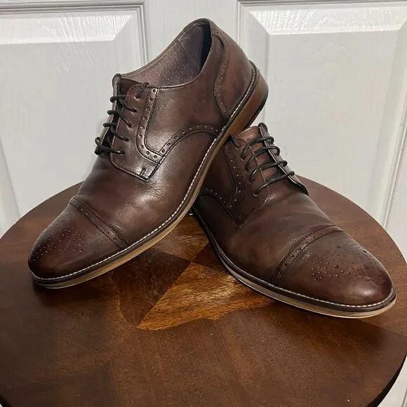 🔥🔥 Johnston &amp; Murphy Derby 59-1993 Leather Dress Shoe 10.5M Carriker Cap Toe