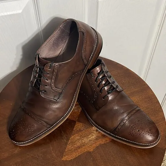 🔥🔥 Johnston &amp; Murphy Derby 59-1993 Leather Dress Shoe 10.5M Carriker Cap Toe