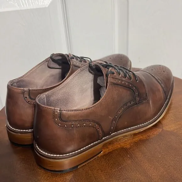 🔥🔥 Johnston &amp; Murphy Derby 59-1993 Leather Dress Shoe 10.5M Carriker Cap Toe