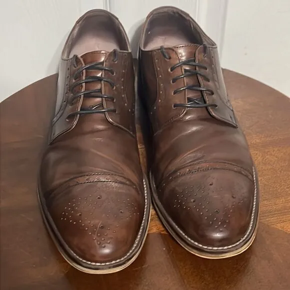 🔥🔥 Johnston &amp; Murphy Derby 59-1993 Leather Dress Shoe 10.5M Carriker Cap Toe