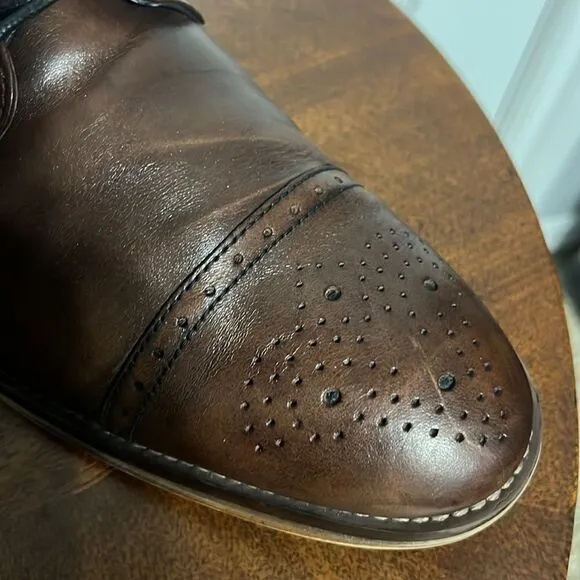 🔥🔥 Johnston &amp; Murphy Derby 59-1993 Leather Dress Shoe 10.5M Carriker Cap Toe