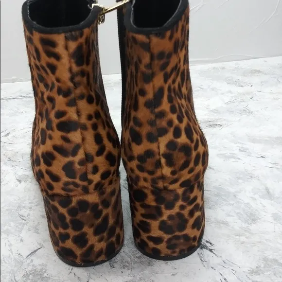 - Marc Fisher Leather Calf Hair Leopard   Animal Print Chunky Block Heel Boot