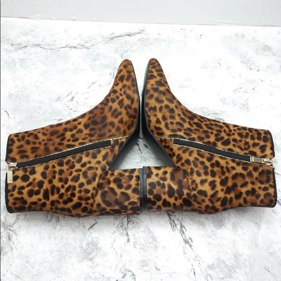 - Marc Fisher Leather Calf Hair Leopard   Animal Print Chunky Block Heel Boot
