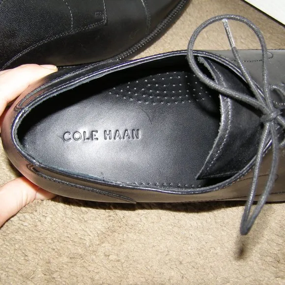 👞 MENS sz 13 Cole Haan Black Leather Cap toe Dress Shoes
