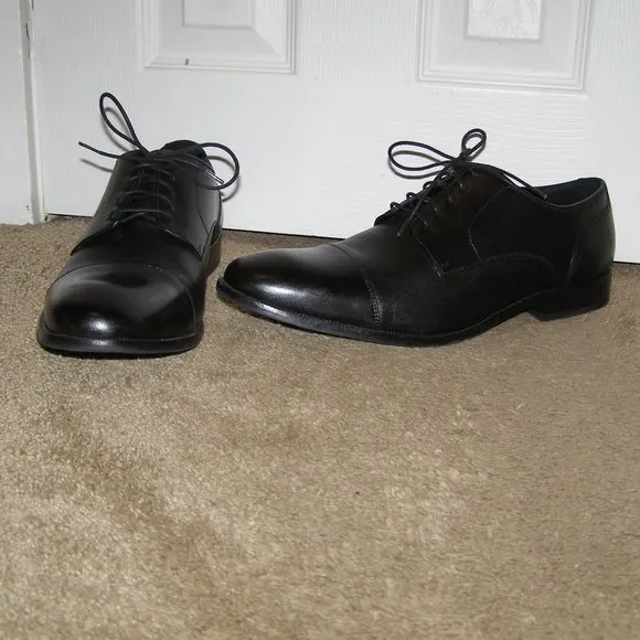 👞 MENS sz 13 Cole Haan Black Leather Cap toe Dress Shoes