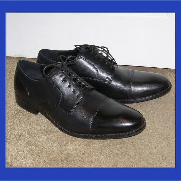 👞 MENS sz 13 Cole Haan Black Leather Cap toe Dress Shoes