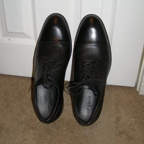 👞 MENS sz 13 Cole Haan Black Leather Cap toe Dress Shoes