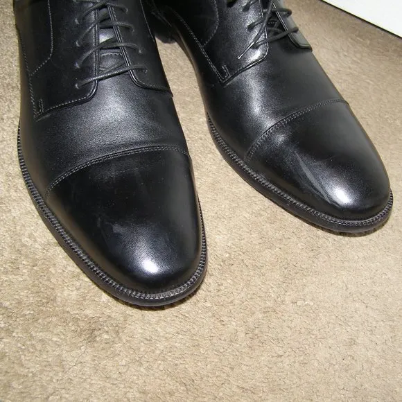 👞 MENS sz 13 Cole Haan Black Leather Cap toe Dress Shoes