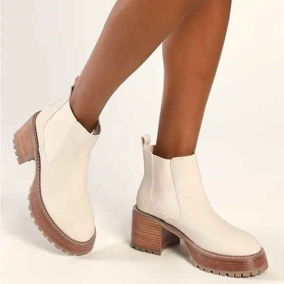 - MIA Alejandro Ivory‎ Snake CHUNKY Platform Chelsea Boots CHUNKY BOOTIES 10