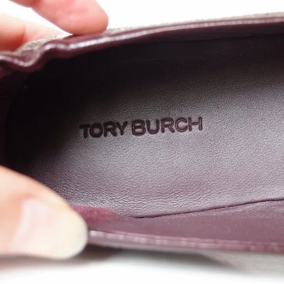 ❤️ NIB Tory Burch Minnie Leather Travel Ballet Flat PLUM US 7.5 8 8.5 AUTHENTIC