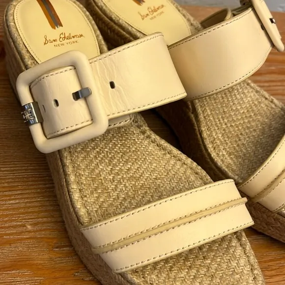 🆕 SAM EDELMAN Carson Espadrille Wedge Sandal- Color: Bleached Wheat- Size 10.5