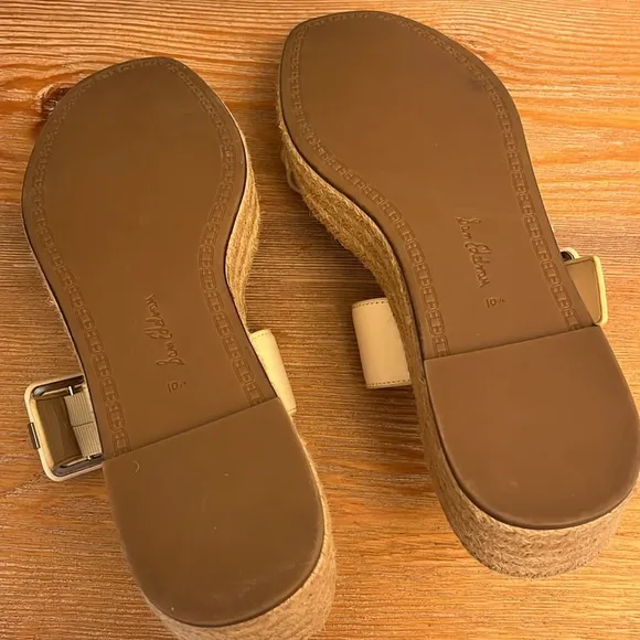 🆕 SAM EDELMAN Carson Espadrille Wedge Sandal- Color: Bleached Wheat- Size 10.5