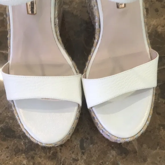 🆕 Sophia Webster Lucita Braided Metallic Jute Wedge Espadrille Leather Sandals