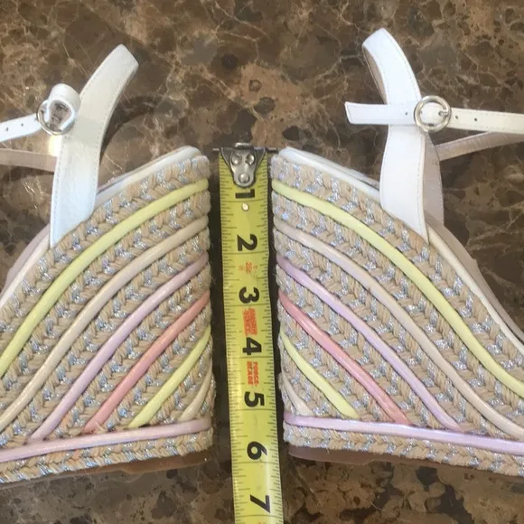 🆕 Sophia Webster Lucita Braided Metallic Jute Wedge Espadrille Leather Sandals