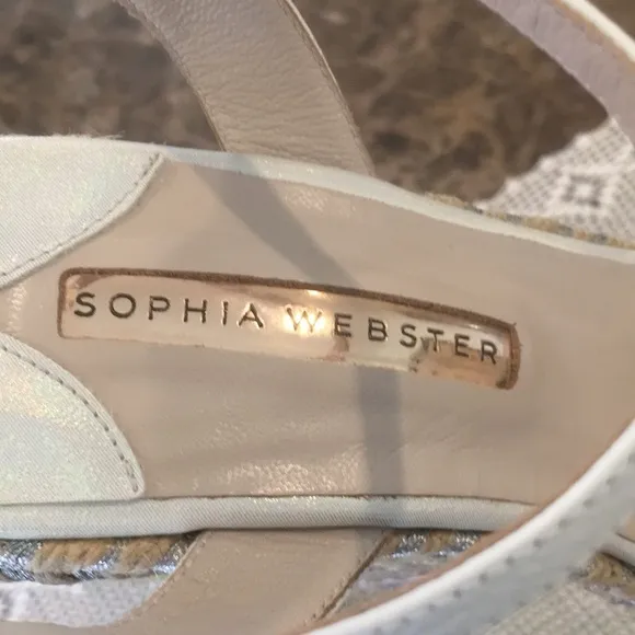 🆕 Sophia Webster Lucita Braided Metallic Jute Wedge Espadrille Leather Sandals