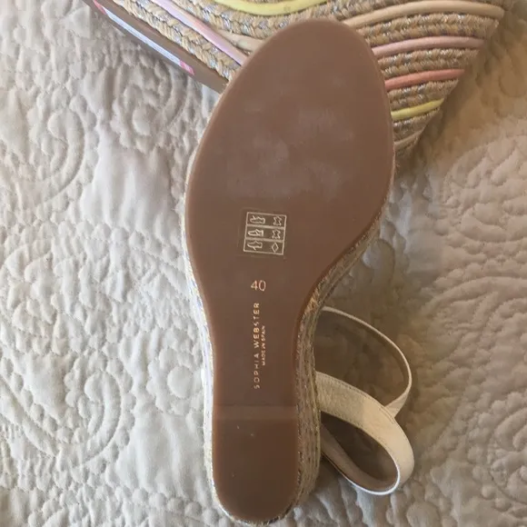🆕 Sophia Webster Lucita Braided Metallic Jute Wedge Espadrille Leather Sandals