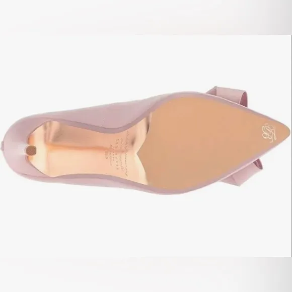 🎀 Ted Baker Skalett Pumps New-in-box light pink satin 4” heel w/bows, Sz37.5/7