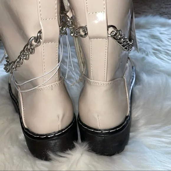 🆕 UNIONBAY Kailee platform combat boots with chain. Cream color