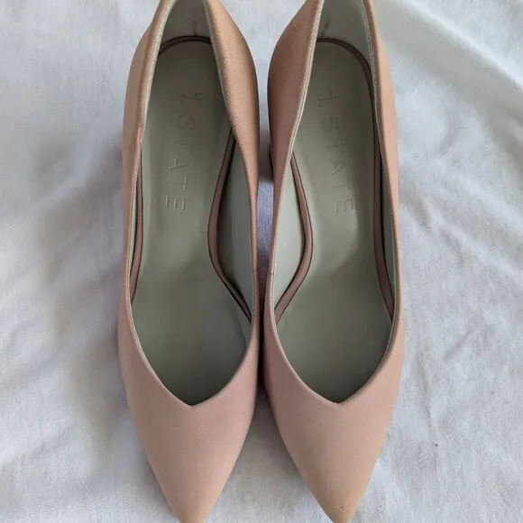 1. State blush leather block heel pointed toe pump - retro-inspired pink nude
