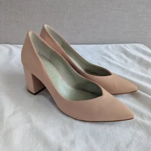 1. State blush leather block heel pointed toe pump - retro-inspired pink nude