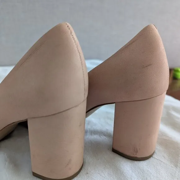 1. State blush leather block heel pointed toe pump - retro-inspired pink nude