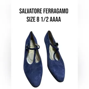 111. 👠 Salvatore Ferragamo ladies violet purple suede shoes 81/2 AAAA