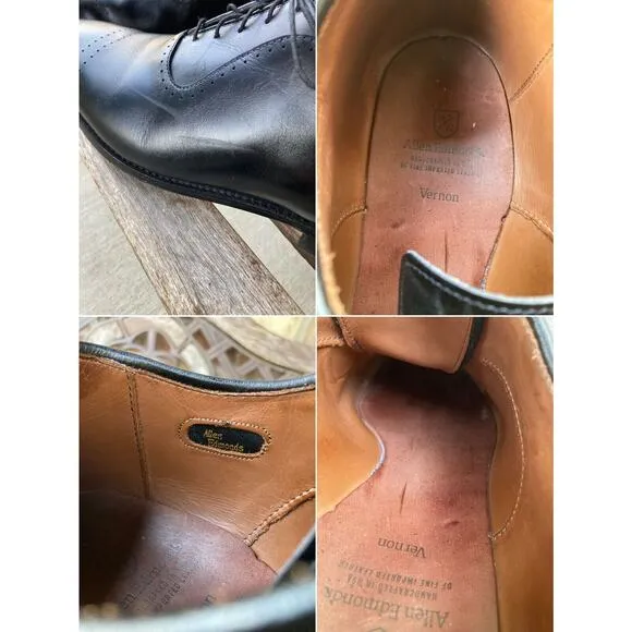 12E Allen Edmonds &quot;Vernon&quot; Black Leather Oxford Dress Shoes Made in USA
