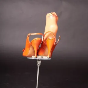 1950s Orange Peep Toe Button Bow Slingback Heels Shoes