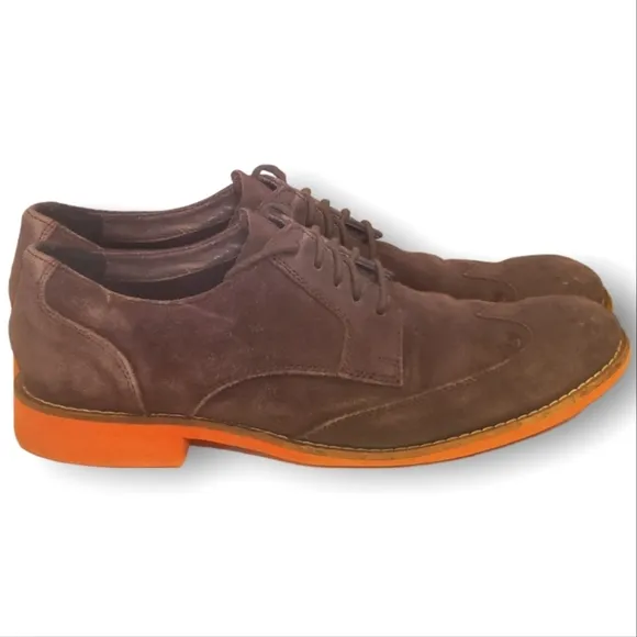 #332 Cole Haan Men's Wingtip Dress Shoes Suede Brown Orange 11.5 Loafers C11122