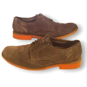 #332 Cole Haan Men's Wingtip Dress Shoes Suede Brown Orange 11.5 Loafers C11122