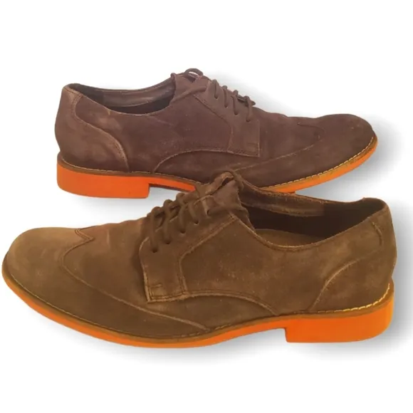 #332 Cole Haan Men's Wingtip Dress Shoes Suede Brown Orange 11.5 Loafers C11122