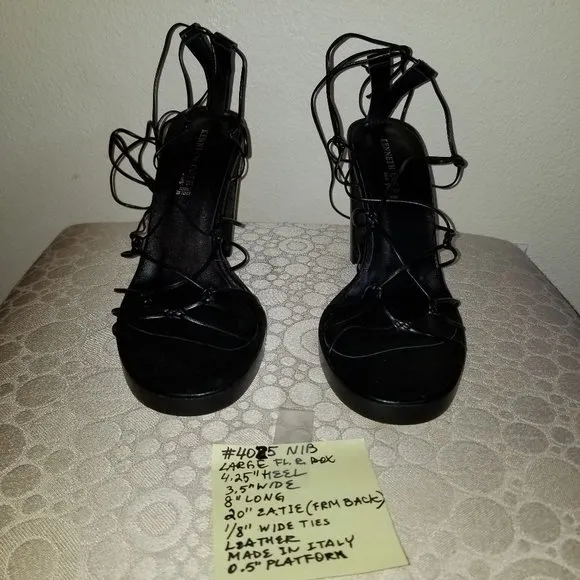 #4025 NIB Kenneth Cole Black Leather Gladiator 7.5