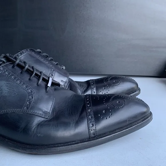 467 Bally &quot;Orlano&quot; Men's Size 12 Black‎ Leather Cap Toe Brogue Dress Shoes