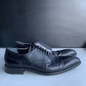 467 Bally &quot;Orlano&quot; Men's Size 12 Black‎ Leather Cap Toe Brogue Dress Shoes