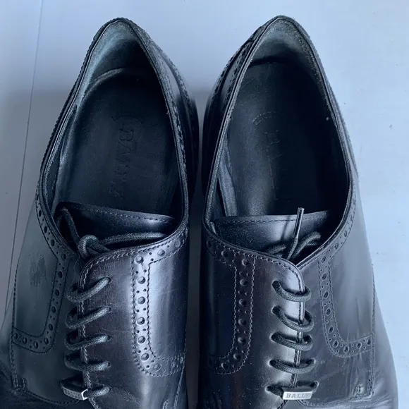 467 Bally &quot;Orlano&quot; Men's Size 12 Black‎ Leather Cap Toe Brogue Dress Shoes