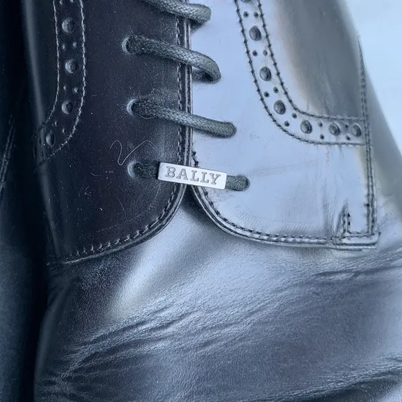 467 Bally &quot;Orlano&quot; Men's Size 12 Black‎ Leather Cap Toe Brogue Dress Shoes