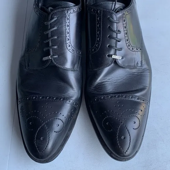 467 Bally &quot;Orlano&quot; Men's Size 12 Black‎ Leather Cap Toe Brogue Dress Shoes
