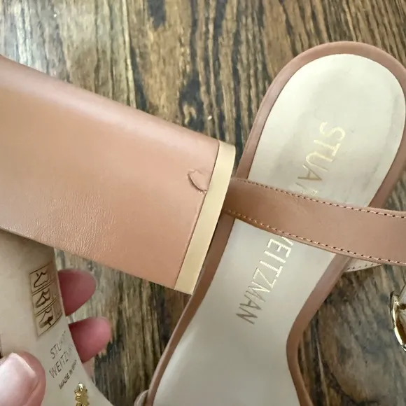 $475 Stuart Weitzman Nearlybare Sandal Sz 9.5 ( scratched heel)