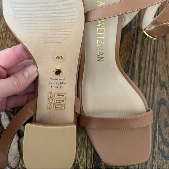 $475 Stuart Weitzman Nearlybare Sandal Sz 9.5 ( scratched heel)