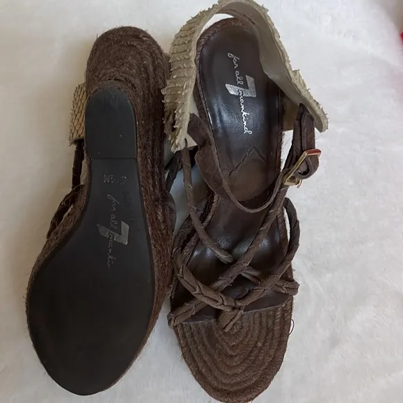 “7 for All Man Kind”  Womens Wedge Sandals Open Toe