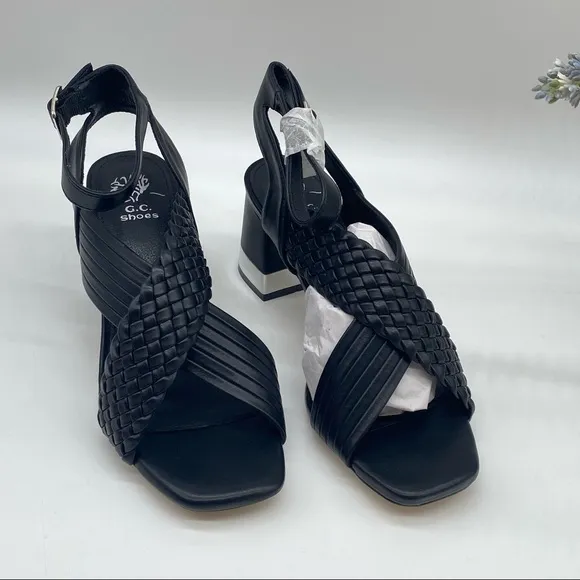 7.5 G.C. Shoes women’s black faux leather Lior Braided sandals size 7.5